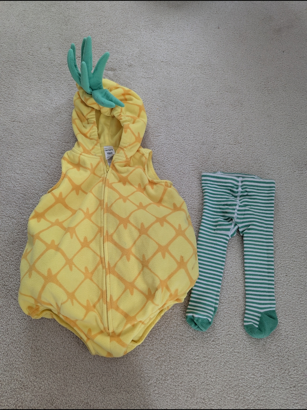 Carter's Yellow Pineapple Hooded One-Piece with Green Hood Accents
